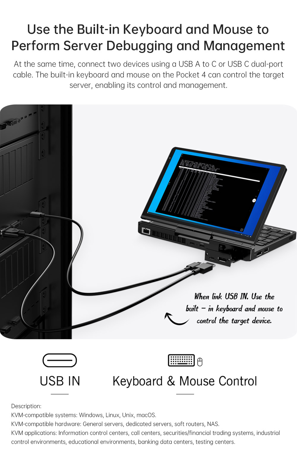 GPD Pocket 4 Handheld Laptop, 8.8'' 2560*1600 Touchscreen, 144Hz Refresh Rate, AMD Ryzen 7 8840U 8 Cores Max 5.1GHz, 16GB RAM 1TB SSD, WiFi6E Bluetooth5.3, 1*USB4, 1*HDMI, 1*Full-Featured USB-C, 1*USB3.2, 1*USB2.0, 1*microSD, 1*RJ45 - US Plug