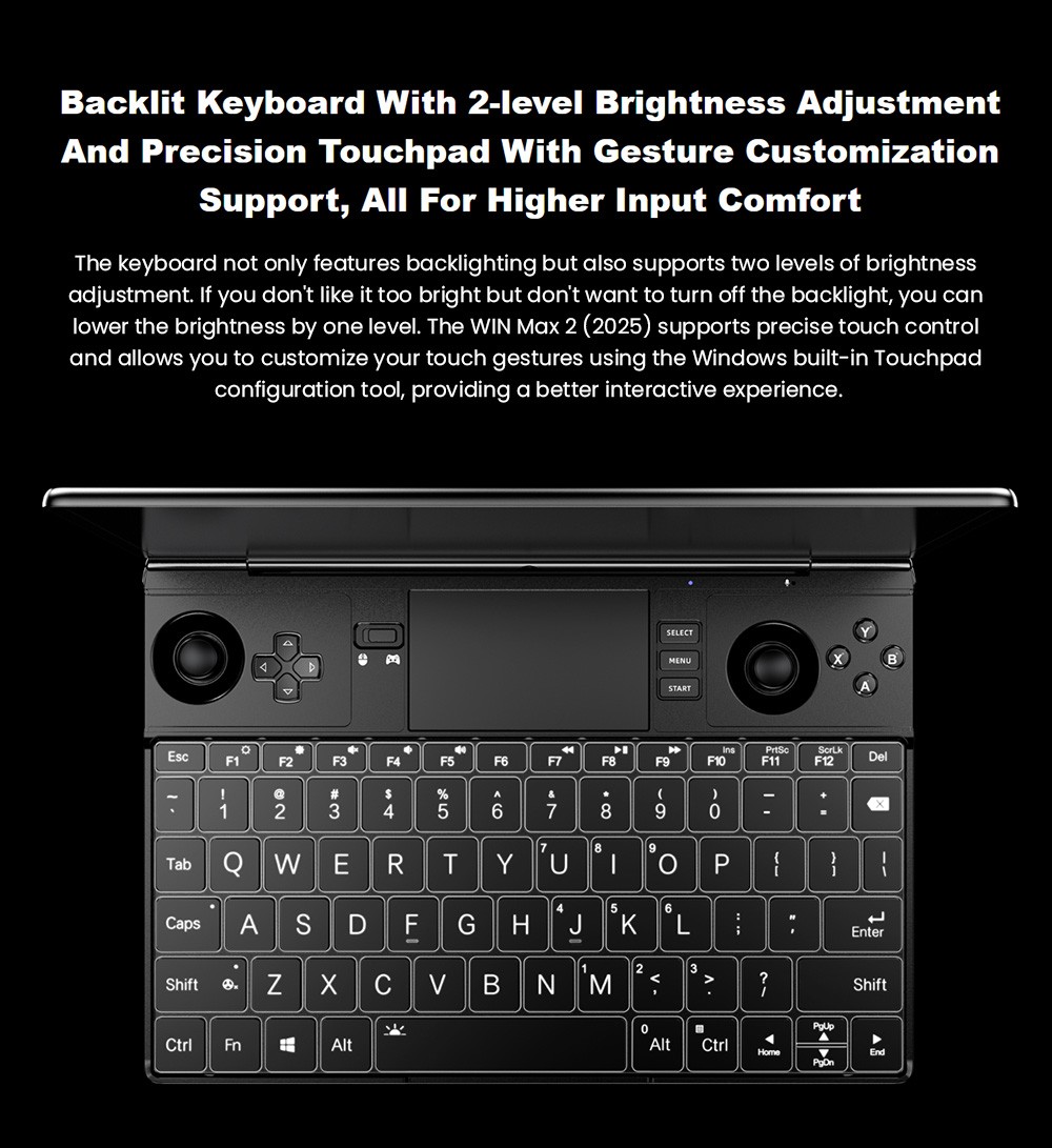 GPD WIN Max 2 (2025) Handheld Gaming PC, AMD Ryzen AI 9 HX 370 12 Cores Max 5.1GHz, 10.1'' 2560*1600 Screen, 32GB LPDDR5x 7500MT/s RAM 2TB SSD, 4G LTE, WiFi 6E Bluetooth 5.3, 2*USB4, 1*Oculink, 1*HDMI2.1, 2*USB 3.2, 1*SD, 1*microSD, 35W TDP - US Plug