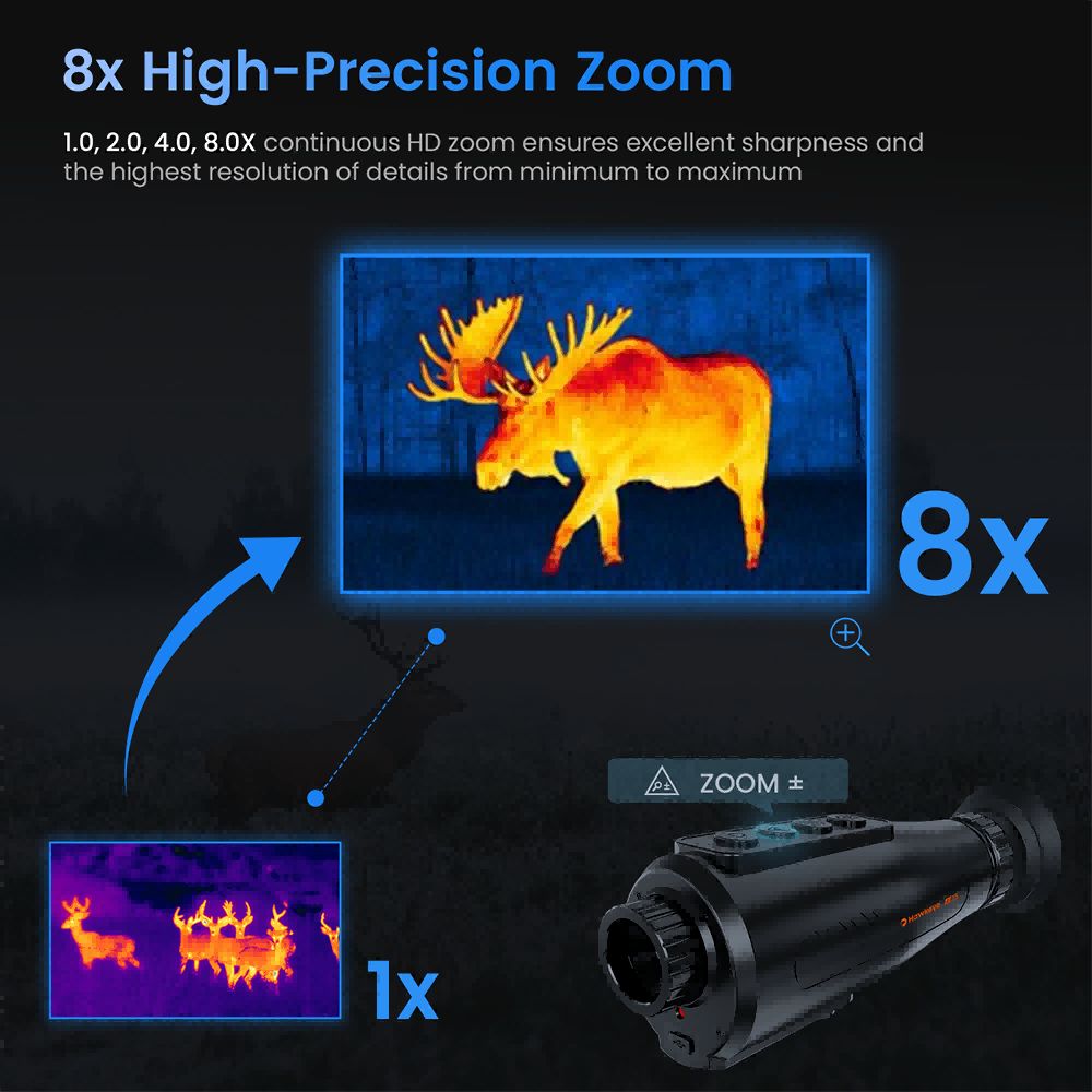 GTGUARD AI15 Thermal Imaging Night Vision Monocular, 60Hz Screen Refresh Rate, 1-8x Digital Zoom, 384*288 Resolution, IP66 Waterproof, Built-in 32GB Storage, 5 Image Mode, 4000mAh Battery