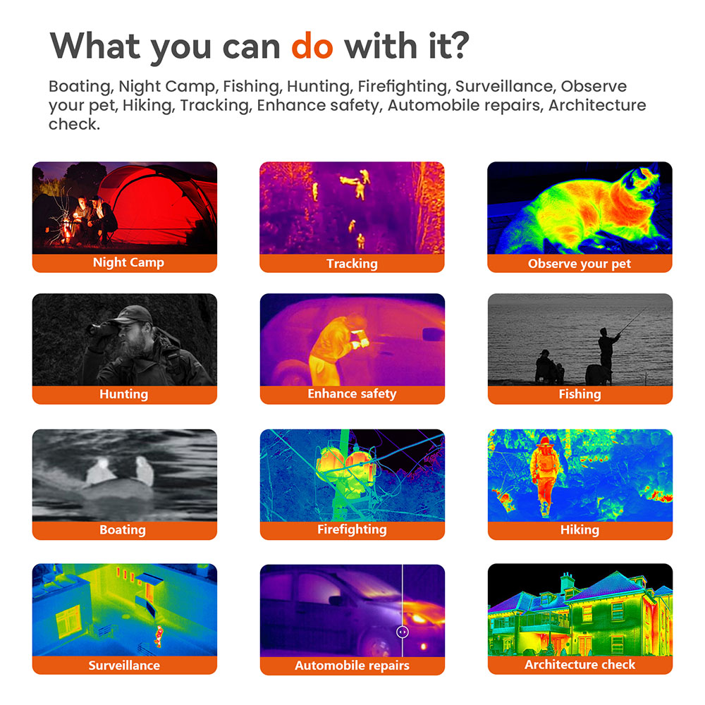 GTGUARD AI15 Thermal Imaging Night Vision Monocular, 60Hz Screen Refresh Rate, 1-8x Digital Zoom, 384*288 Resolution, IP66 Waterproof, Built-in 32GB Storage, 5 Image Mode, 4000mAh Battery