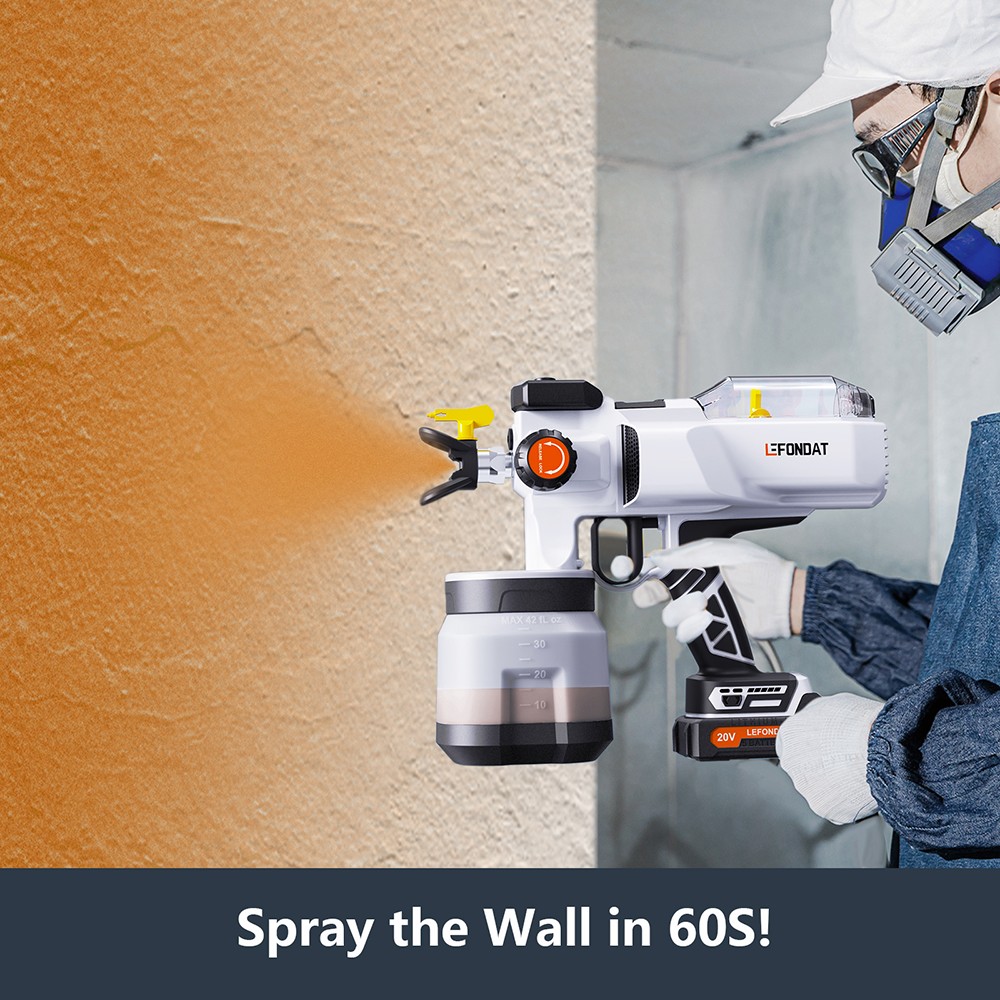Lefondat Storm 2000 Cordless Airless Paint Sprayer, 1200ml Container, 2 Makita 20V 2000mAh Batteries, for Furniture, Cabinets, Fence, Walls