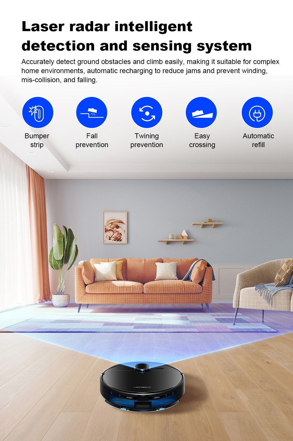 Liectroux M70 Pro Lidar Robot Vacuum Cleaner with Self-emptying Dustbin, Multi-floor Map Storage, 6500Pa Strong Suction, 3200mAh Battery, Max. 175min Runtime, Smart App & Voice Control, 3L Dust Bag, Black