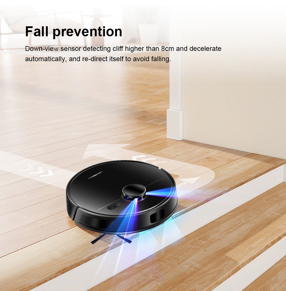 Liectroux M70 Pro Lidar Robot Vacuum Cleaner with Self-emptying Dustbin, Multi-floor Map Storage, 6500Pa Strong Suction, 3200mAh Battery, Max. 175min Runtime, Smart App & Voice Control, 3L Dust Bag, Black