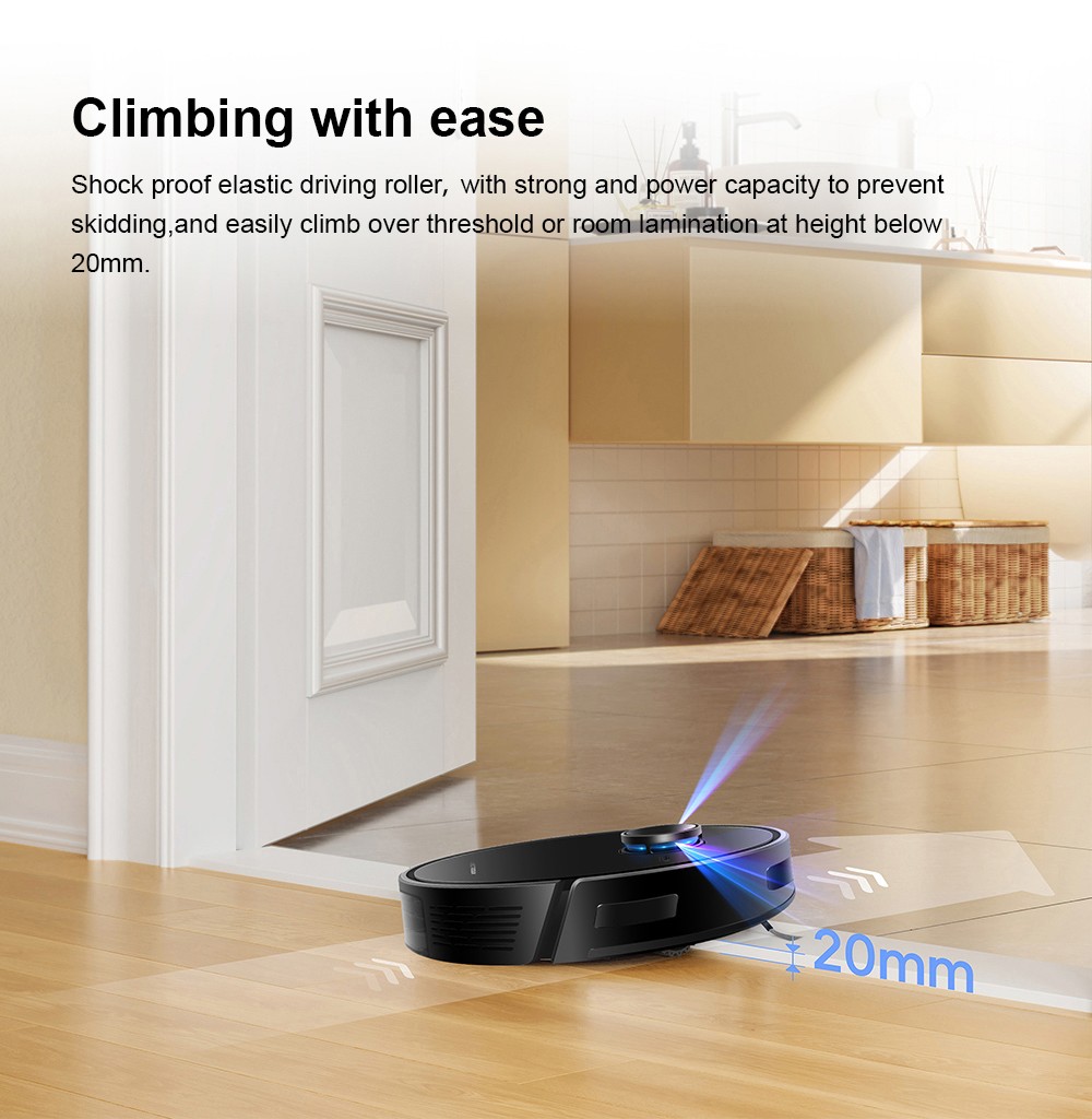 Liectroux M70 Pro Lidar Robot Vacuum Cleaner with Self-emptying Dustbin, Multi-floor Map Storage, 6500Pa Strong Suction, 3200mAh Battery, Max. 175min Runtime, Smart App & Voice Control, 3L Dust Bag, Black