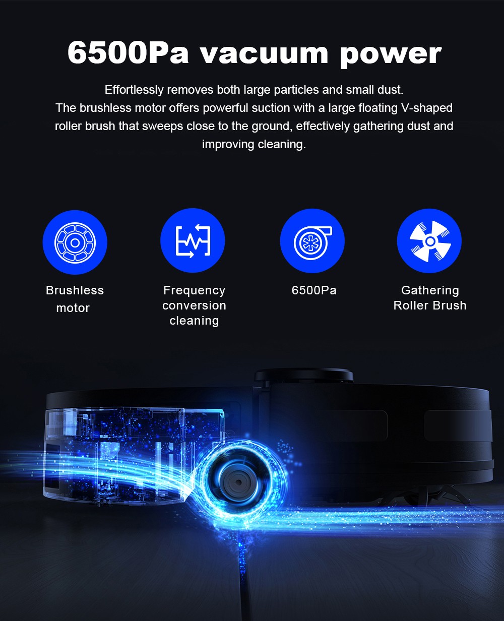 Liectroux M70 Pro Lidar Robot Vacuum Cleaner with Self-emptying Dustbin, Multi-floor Map Storage, 6500Pa Strong Suction, 3200mAh Battery, Max. 175min Runtime, Smart App & Voice Control, 3L Dust Bag, Black