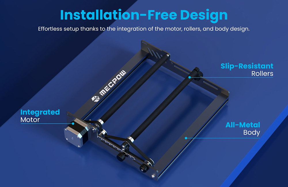 Refurbished Mecpow G3 Rotary Roller with Risers, 360 Degree Engraving for Cylindrical Objects