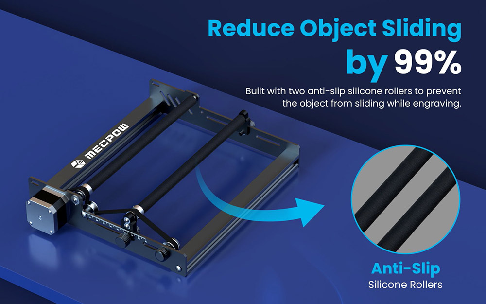 Refurbished Mecpow G3 Rotary Roller with Risers, 360 Degree Engraving for Cylindrical Objects