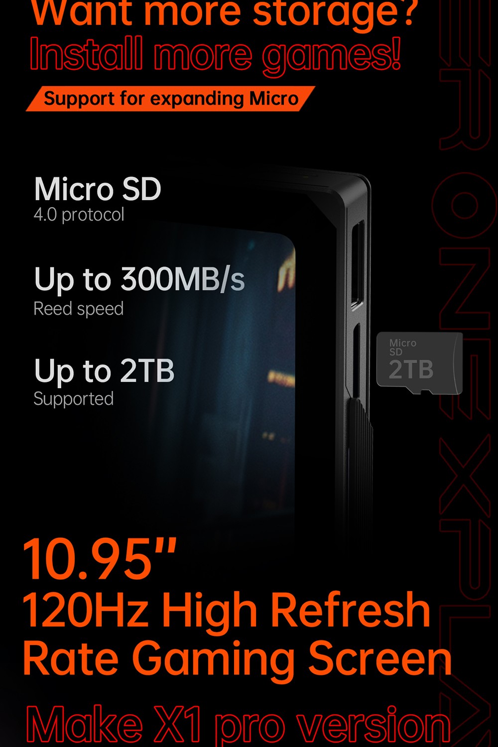 One Netbook OneXPlayer X1 Pro Handheld Gaming PC, AMD Ryzen AI 9 HX 370 12 Cores Max 5.1GHz, 10.95'' 2560*1600 120Hz LTPS Screen, 64GB LPDDR5x 7500MHz RAM 2TB SSD, 2*USB-C, 1*USB3.2, 1*TF Card, 1* Oculink, 1*3.5mm Audio, Harman Sound System - EU Plug