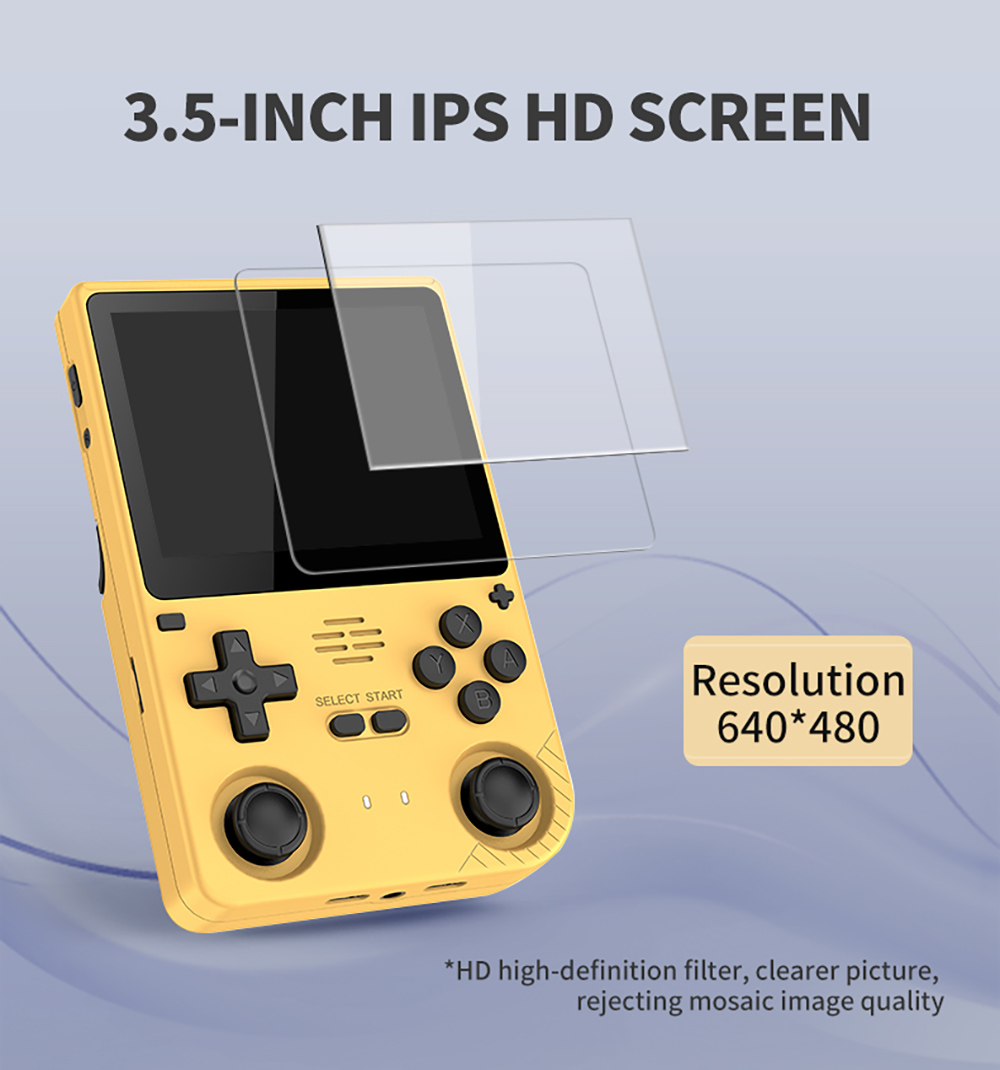 Powkiddy V20 Handheld Game Console, 256GB TF Card, 3.5 inch IPS Screen, Open Source Linux System, 64-bit 3D Simulators, 10 Hours Playtime - Black