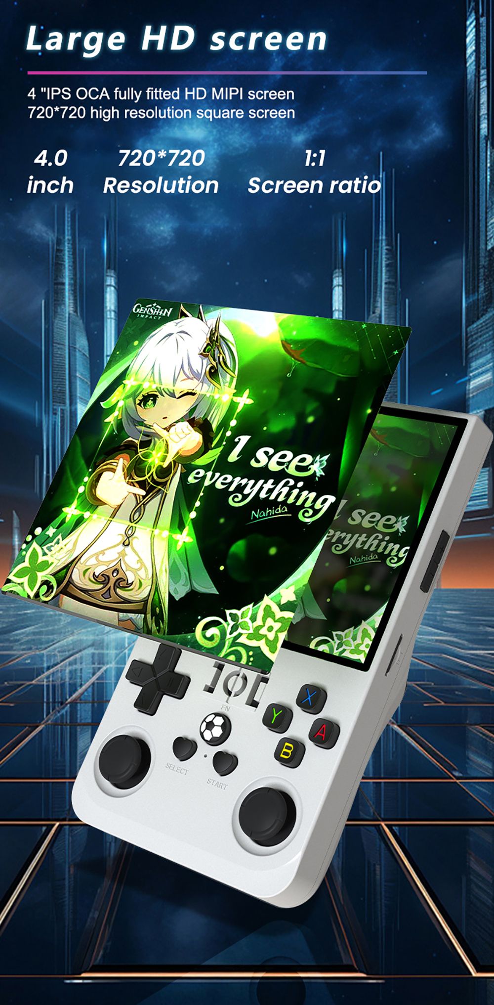 R36 Max Handheld Game Console, 128GB TF Card with 30000 Games, 4.0 inch IPS Screen, Open Source Linux, 30+ Emulator, 6 Hours Playtime - Red