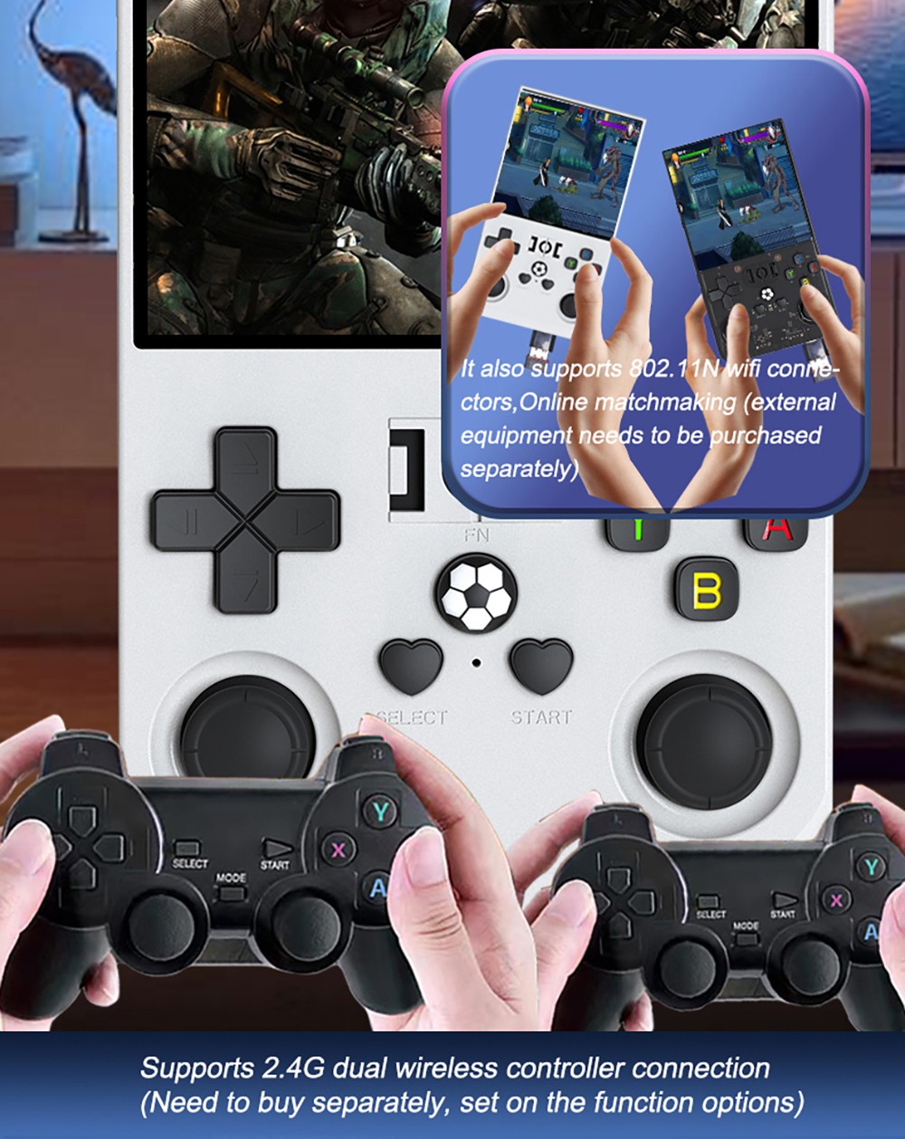 R36 Max Handheld Game Console, 64GB TF Card with 20000 Games, 4.0 inch IPS Screen, Open Source Linux, 30+ Emulator, 6 Hours Playtime - Blue