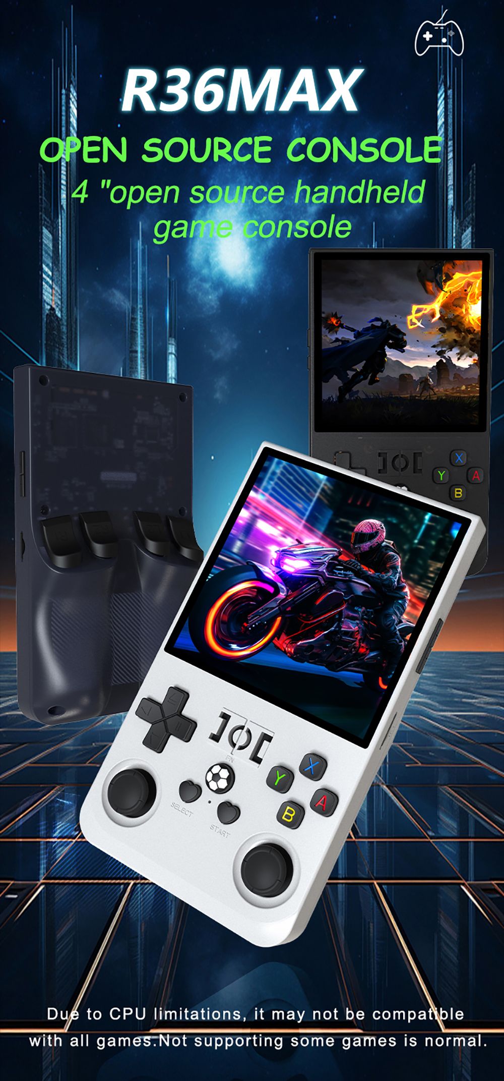 R36 Max Handheld Game Console, 64GB TF Card with 20000 Games, 4.0 inch IPS Screen, Open Source Linux, 30+ Emulator, 6 Hours Playtime - Red