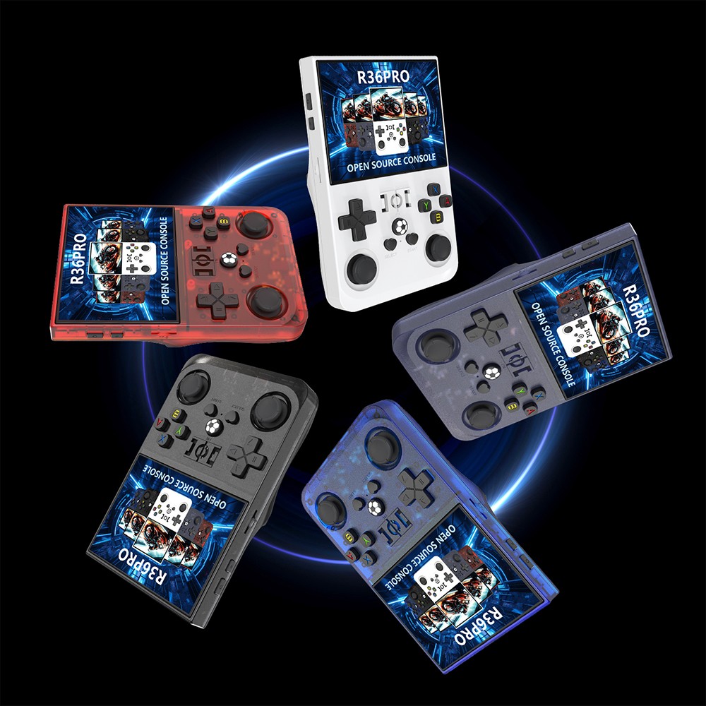 R36 Pro Handheld Game Console, 128GB TF Card with 30000 Games, Open Source Linux, 3.5-inch IPS Screen, 30+ Emulators, 6 Hours Battery Life - Red