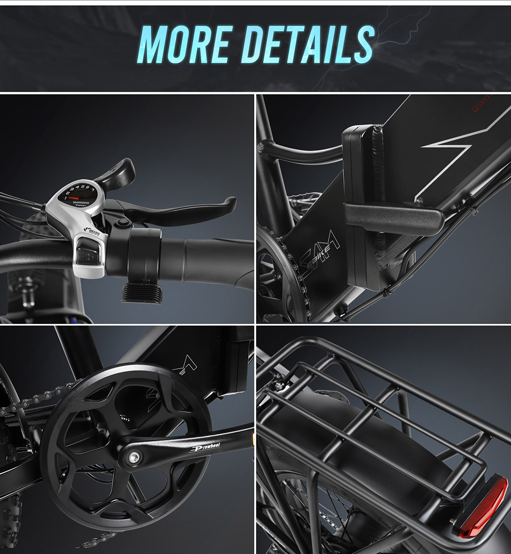 SAMEBIKE LOTDM200-II-FT Folding Electric Bike, 750W Motor, 48V 13Ah Battery, 20*4 Inch Fat Tire, 40km/h Max Speed, 80km Range, Dual Suspension System, Mechanical Disc Brakes, NFC Smart Display, Shimano 7 Speed - Black