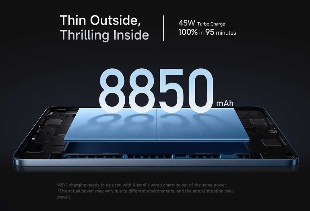 Xiaomi Pad 7 Tablet Chinese Version, 11.1 inch 3200*2136 Screen, Snapdragon 7 8 Core Max 2.8GHz, 12GB RAM 128GB ROM, 13MP+8MP Camera, 8850mAh Battery, WiFi 6E Bluetooth 5.4, Dolby Atmos - Blue