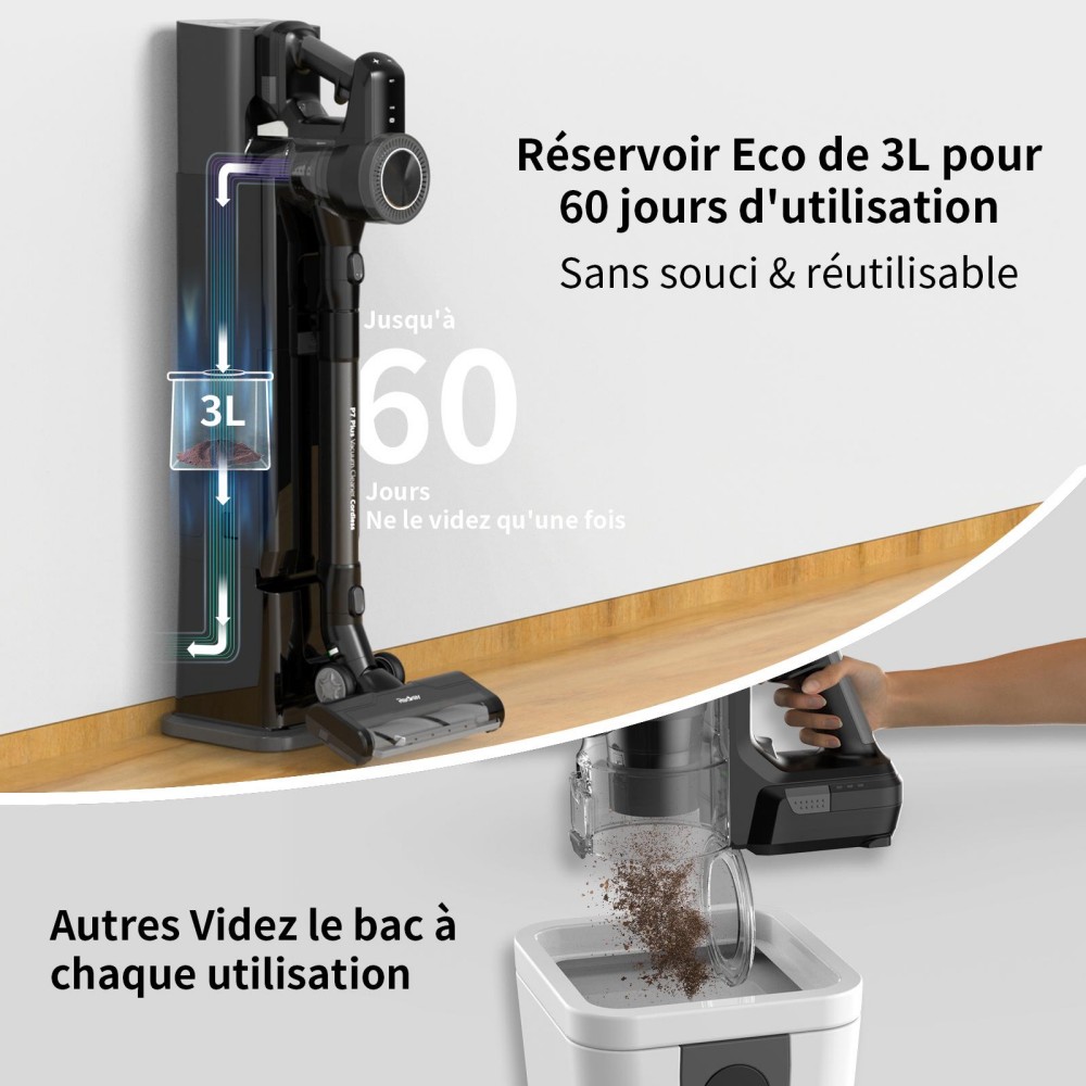 Stabstaubsauger Yanhama P7 PLUS, 25 kPa starke Saugkraft, 60 Min. Laufzeit, integrierter Staubbehälter mit Ladefunktion, 5-stufige Filterung und Entleerung mit einem Tastendruck, ideal für Hartböden, Teppiche und Tierhaare