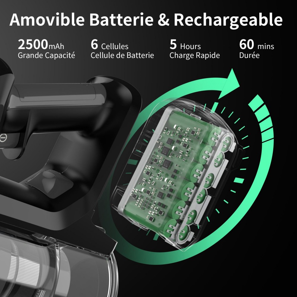 Stabstaubsauger Yanhama P7 PLUS, 25 kPa starke Saugkraft, 60 Min. Laufzeit, integrierter Staubbehälter mit Ladefunktion, 5-stufige Filterung und Entleerung mit einem Tastendruck, ideal für Hartböden, Teppiche und Tierhaare