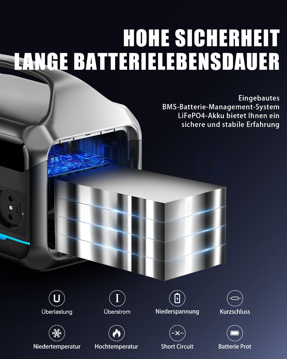 DaranEner NEO300 Tragbare Powerstation, 300 W, 268,8 Wh, LiFePO4-Akku, USB-C PD60W, 110 V, reine Sinuswelle
