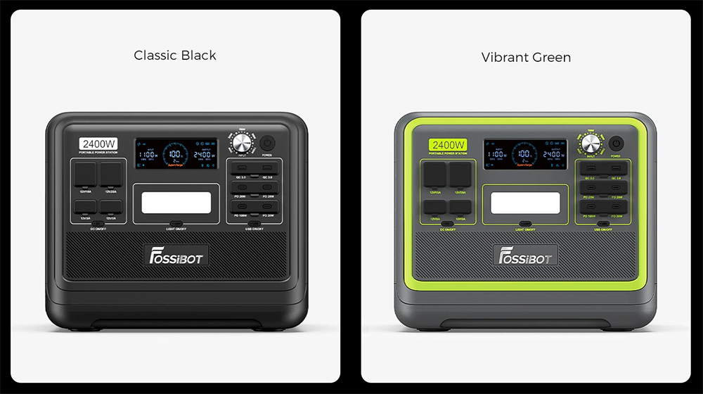 FOSSiBOT F2400 Portable Power Station Kit + 2 x FOSSiBOT SP200 18V 200W Foldable Solar Panel, 2048Wh LiFePO4 Battery 2400W Output Solar Generator, 3xAC RV Car USB Type-C QC3.0 PD DC5521 Pure Sine Wave Full Outlets, 1.5H Fast Charging, Outdoor