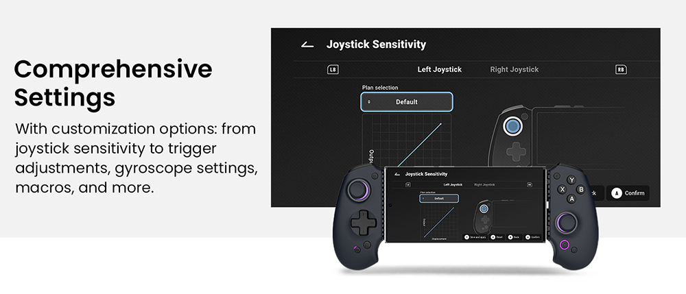 abxylute S9 Manette de jeu, compatible avec les séries iPhone 15/16, iPad Mini 6/7, téléphone et tablette Android, étirement maximal 216 mm, application de jeu