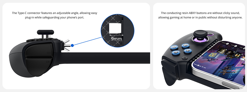 abxylute S9 Gaming Controller, Compatible with iPhone 15/16 Series, iPad Mini 6/7, Android Phone & Tablet