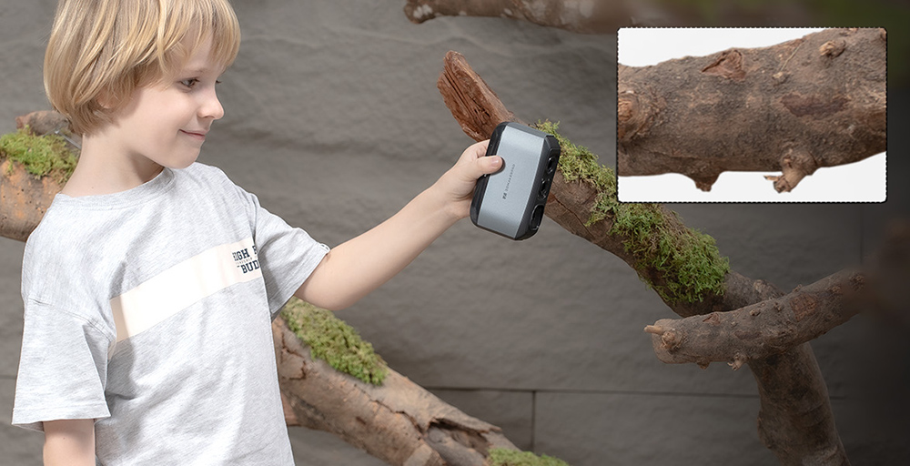 3DMakerpro Moose 3D Scanner, 0.03mm Accuracy, 0.07mm Resolution, Blue LED Light Source, 24-bit Color Camera, Al Visual Tracking, 10fps Frame Rate, Anti-Shake Lenses, Compatible with Windows/MacOS