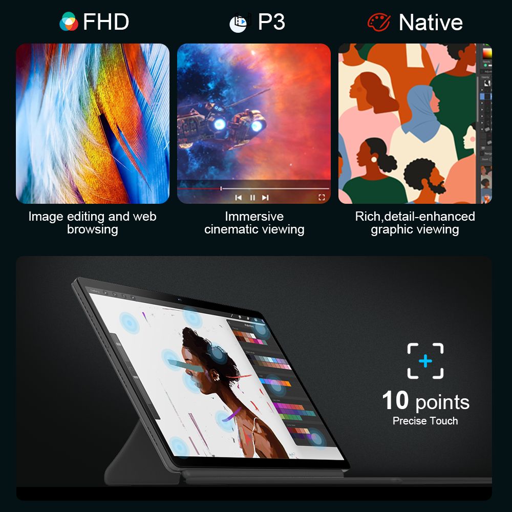 Ninkear T40 2-in-1 Tablet PC, 14'' 1920*1200 IPS Touchscreen, Intel N100 4 Cores 3.4GHz, 16GB RAM 512GB SSD, WiFi 6 Bluetooth 5.2, 5000mAh Battery, Detachable RGB Backlit Bluetooth Keyboard, 1*Full-featured USB-C, 1*Data Only USB-C, 1* Micro HDMI
