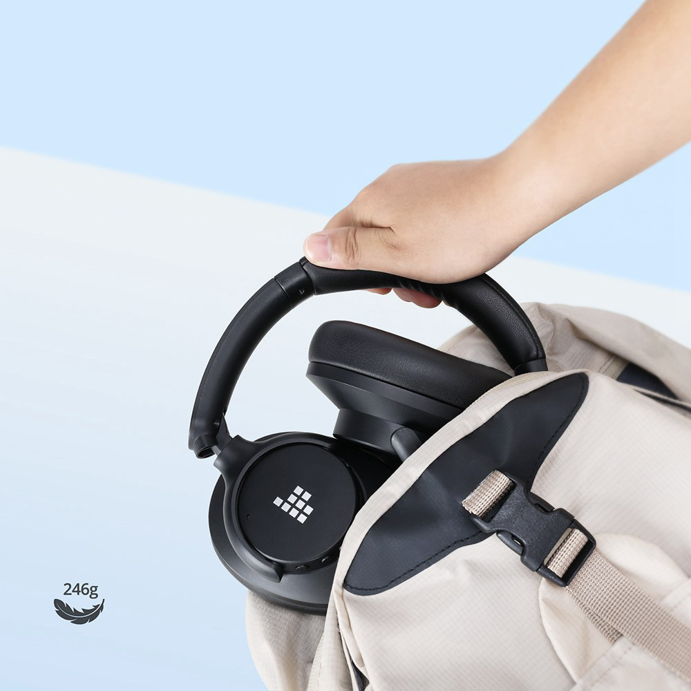 Tronsmart Sounfii Q20 ANC Bluetooth Headphones, 50 Hours Autonomy, 90° Swiveling Earpads, Pair with 2 Devices, Tronsmart App Control, Built-in Mic for Clear Calls, Active Noise Cancellation - Black