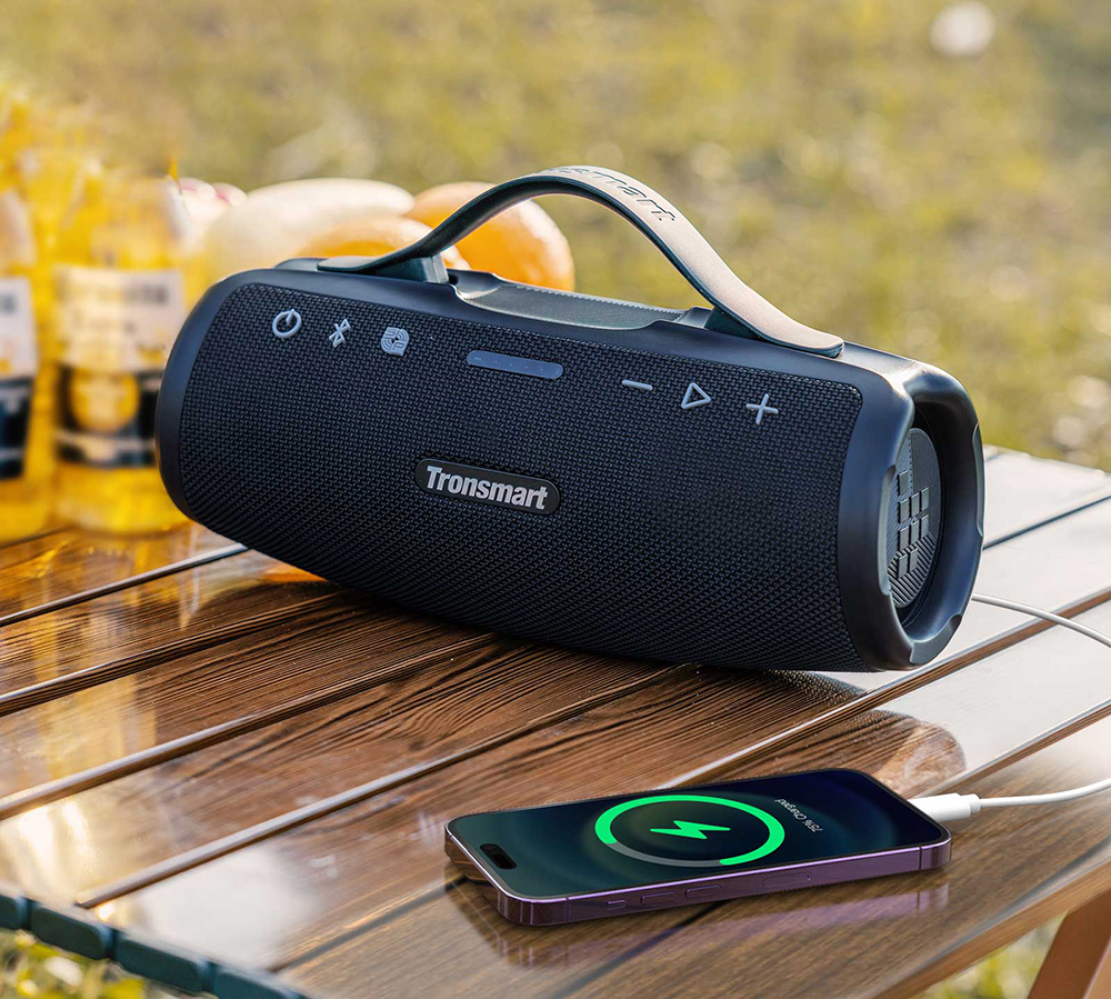 2pcs Tronsmart Mirtune S100 Portable Outdoor Speaker, Bluetooth 5.3, Customizable EQ, 50W Output, 20 Hours of Playtime, IPX7 Waterproof, Retractable Handle - Blue + Black