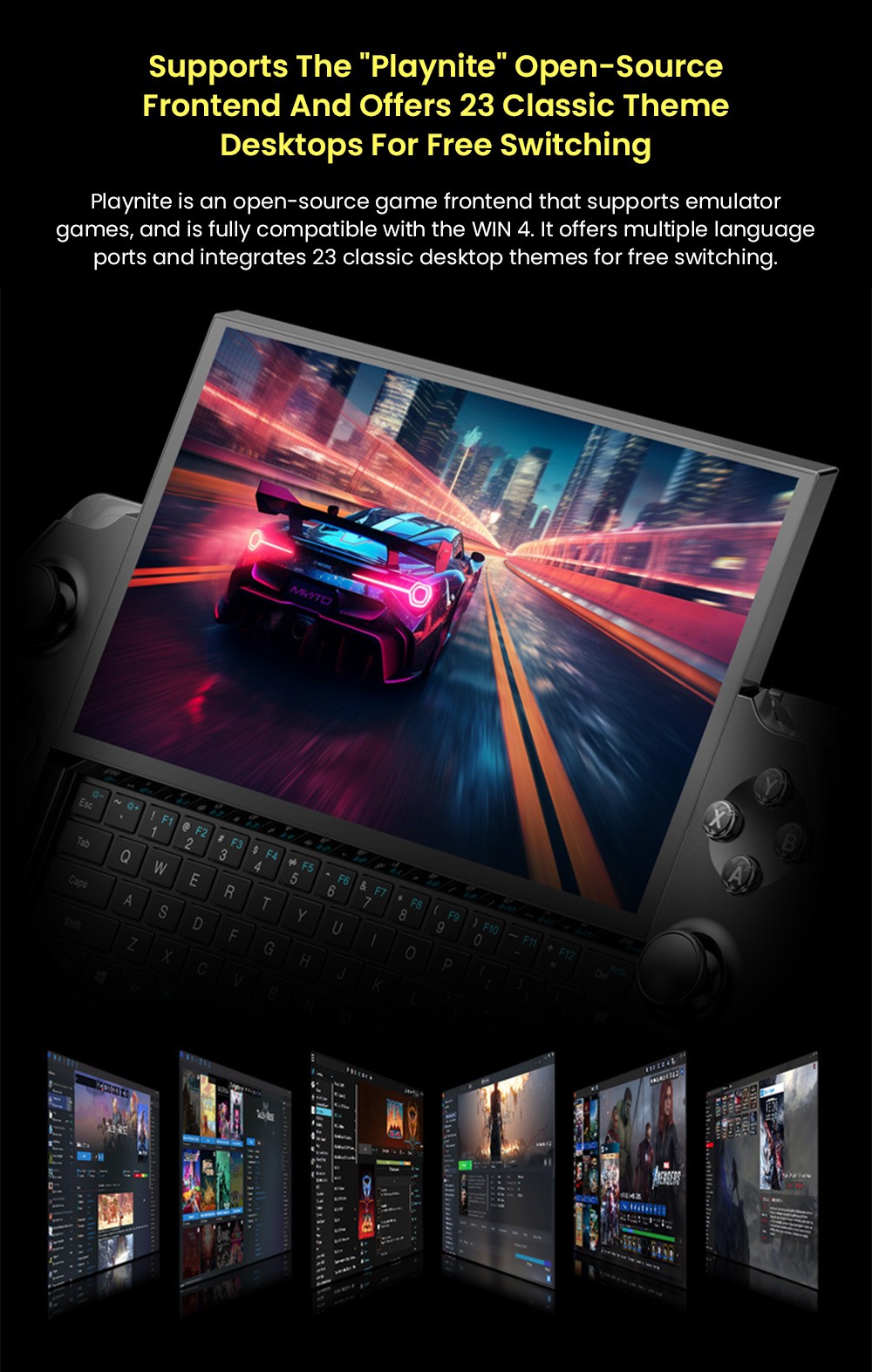 GPD WIN 4 (2025) Game Laptop, 6'' 1920x1080 Screen, AMD Ryzen AI 9 HX 370 12 Cores Max 5.1GHz, 32GB LPDDR5x RAM 2TB SSD, WiFi6E Bluetooth5.3, 1*USB4, 1*Full-featured Type-C, 1*Charging Only Type-C, 1*Oculink, 3*USB3.2, 1*HDMI2.0, 1*RJ45 - US Plug