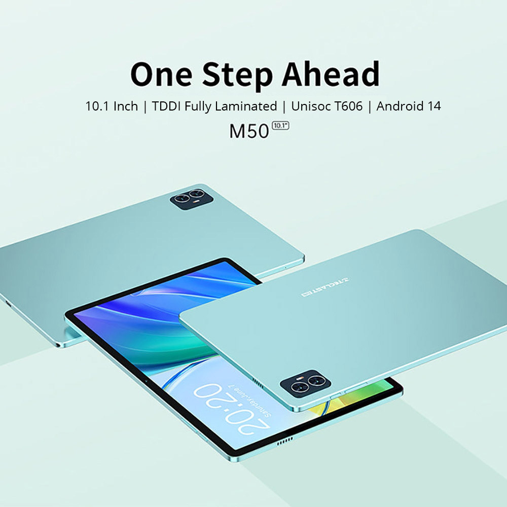 Teclast M50 Android 14 4G LTE Tablet, 10.1 inch 1280x800 16:10 IPS, UNISOC T606 Octa-Core 1.6GHz, 6GB+6GB Expansion RAM 128GB ROM, 2.4/5GHz Dual-band WiFi Bluetooth 5.0, 5MP+13MP Cameras, SIM Micro SD Card, GALILEO GPS GLONASS BeiDou - EU Plug
