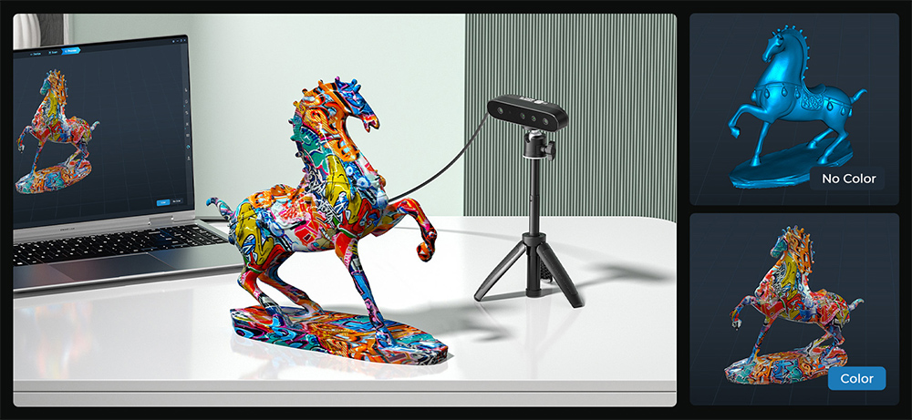 Creality CR-Scan Ferret SE 3D Scanner, Infrared Light Source, Up to 30 fps Scan Speed, 0.1mm Accuracy, 24-bit Full-Color Scanning, Anti-Shake Tracking, 560x820mm Single Capture Range, 150x150mm Minimum Scanning