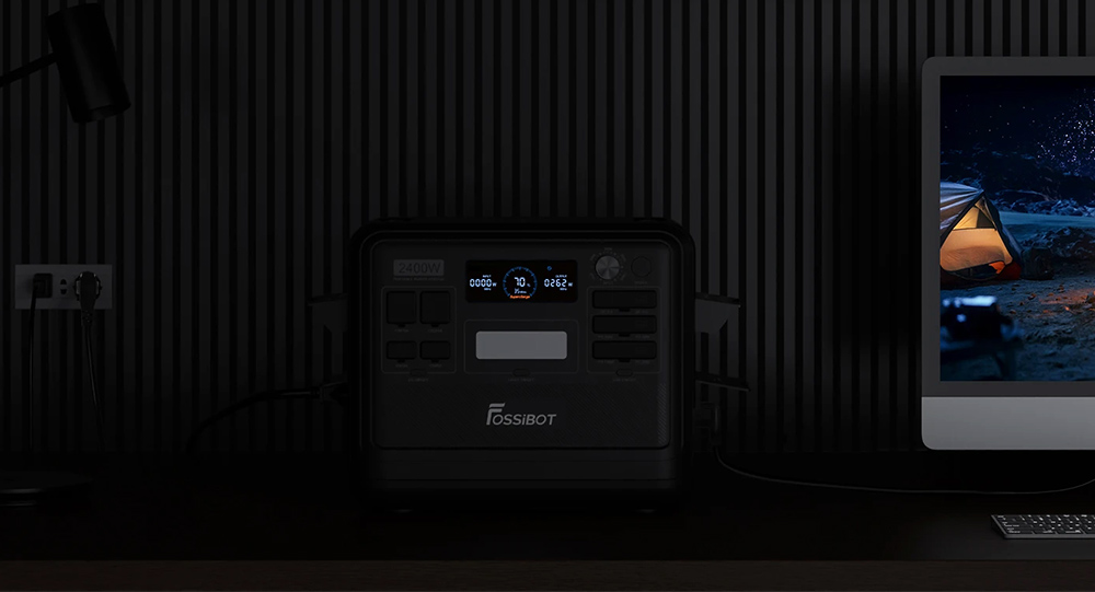 FOSSiBOT F2400 Portable Power Station Kit + FOSSiBOT SP200 18V 200W Foldable Solar Panel, 2048Wh/640000mAh LiFePO4 Battery, 2400W(4600W Peak) Solar Generator, 3xAC RV Car USB Type-C QC3.0 PD DC5521 Pure Sine Wave Full Outlets, 1.5 Hours Fast Charging