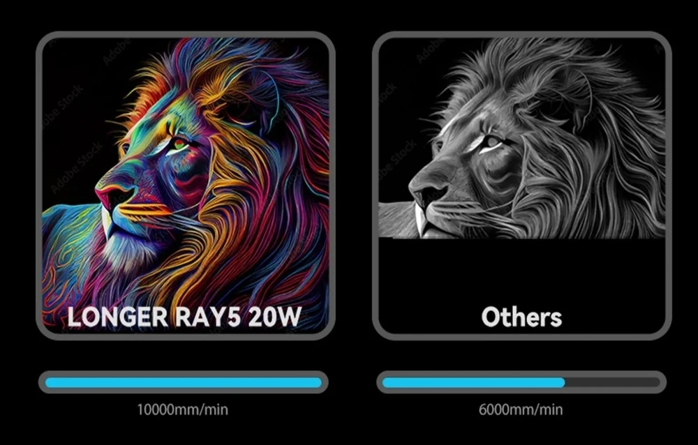 LONGER RAY5 20W Laser Engraver Cutter, Fixed Focus, 0.08*0.1mm Laser Spot, Color Touchscreen, 32-Bit Chipset, Support APP Connection, Working Area 375*375mm