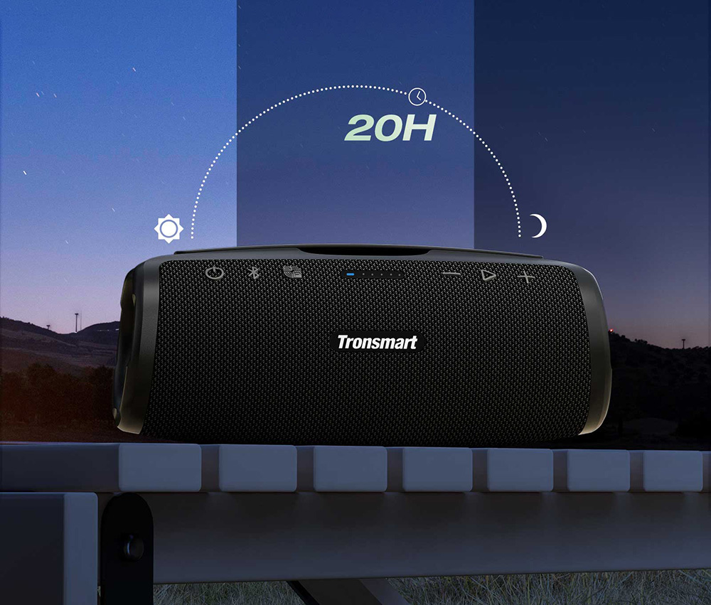 2pcs Tronsmart Mirtune S100 Portable Outdoor Speaker, Bluetooth 5.3, Customizable EQ, 50W Output, 20 Hours of Playtime, IPX7 Waterproof, Retractable Handle - Blue + Black