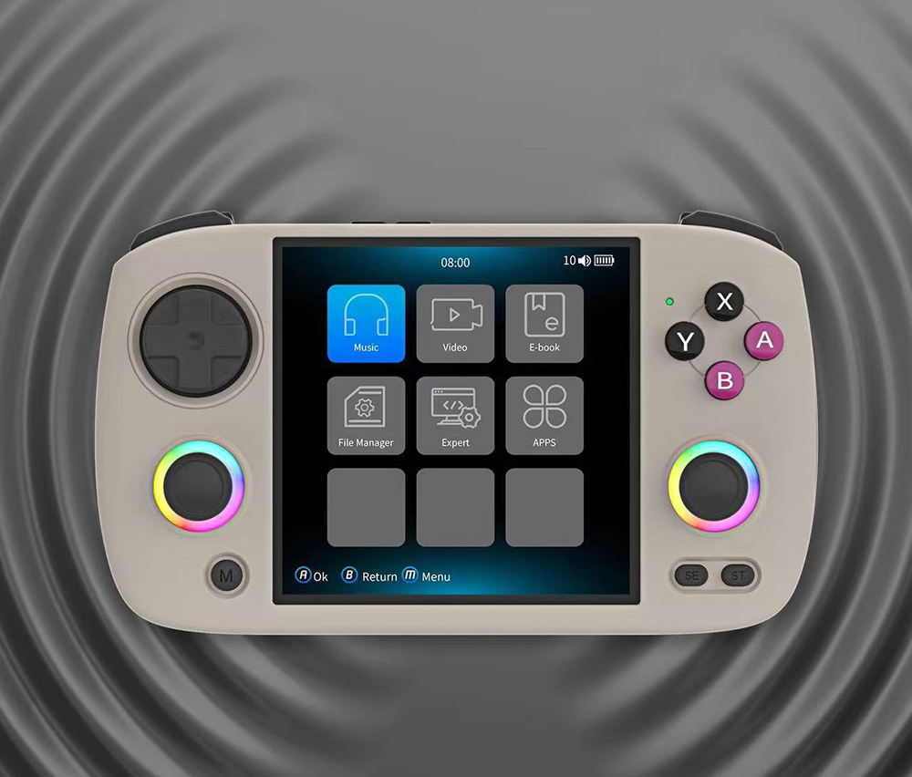 ANBERNIC RG CubeXX Game Console, 3.95-inch 720*720 IPS Screen, Linux 64-bit, 5G WiFi Bluetooth 4.2, Moonlight Streaming, 6.5 Hours of Playtime, RGB Light - White