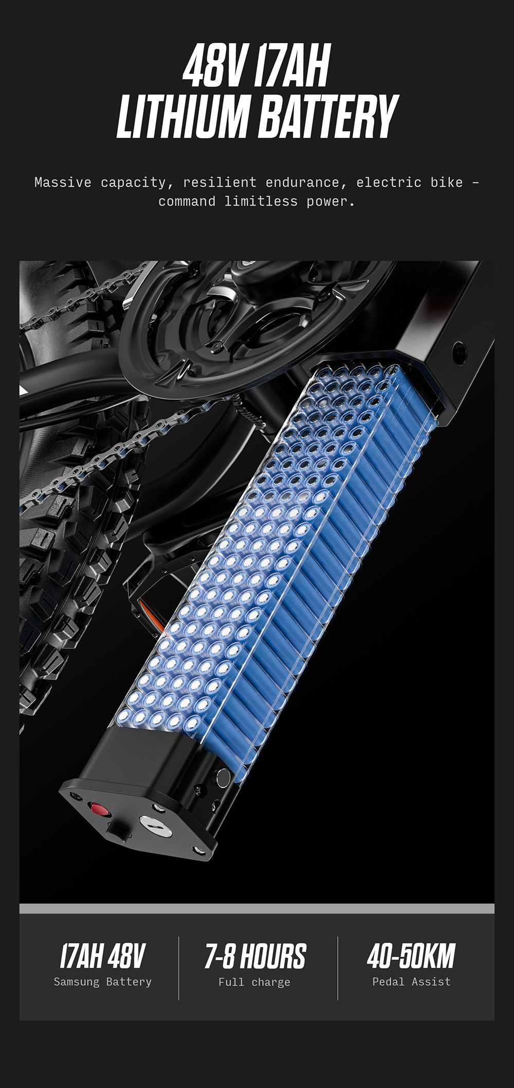 RANDRIDE YG90B Vélo électrique, Moteur 1000W, Vitesse max 45km/h, Batterie amovible 48V 17Ah, Autonomie max 80-90KM, Pneus 27.5*2.4'' CST, Charge 120kg, Shimano 21 vitesses, Frein hydraulique - Noir & Rouge