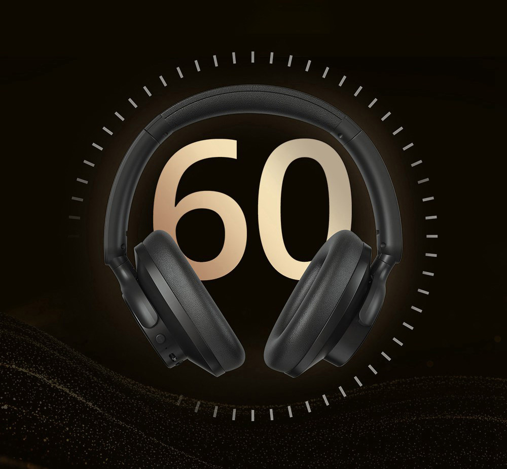 Tronsmart SOUNFII Q20S Hybrid ANC Headphones, Bluetooth 5.3, Hybrid Active Noise Cancellation, 60 Hours Playtime, Hi-Res Audio, 90° Swiveling Earpads, Pair with 2 Devices, Tronsmart App Control - Black