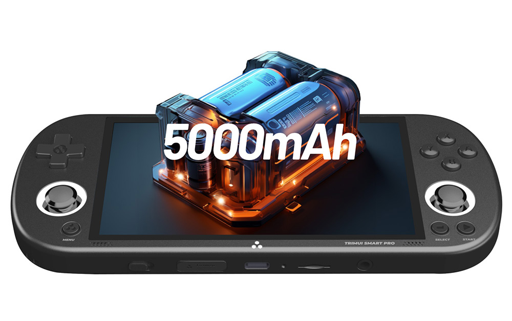 TRIMUI Smart Pro Handheld Game Console, 4.96-inch IPS Screen, Linux OS, 1GB RAM 8GB Storage 64GB TF Card, 5 Hours Playtime - Black