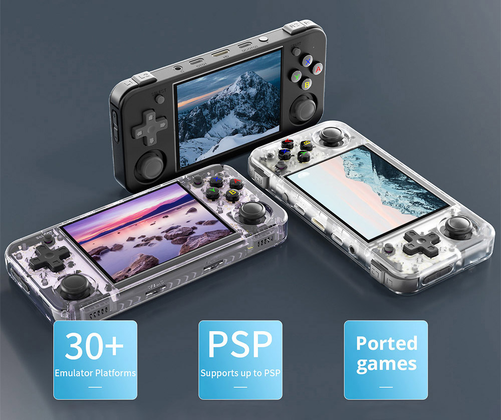 ANBERNIC RG35XX H Game Console 64GB+128GB 10000+ Games - Black