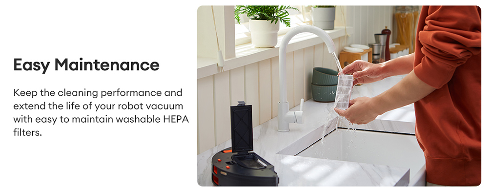 Ultenic D6S Robot Vacuum Cleaner Gyroscopic Navigation, 3-in-1 Sweep Vacuum Mop, 3000 Suction, 4 Cleaning Modes, 2600mAh Battery, 120min Runtime