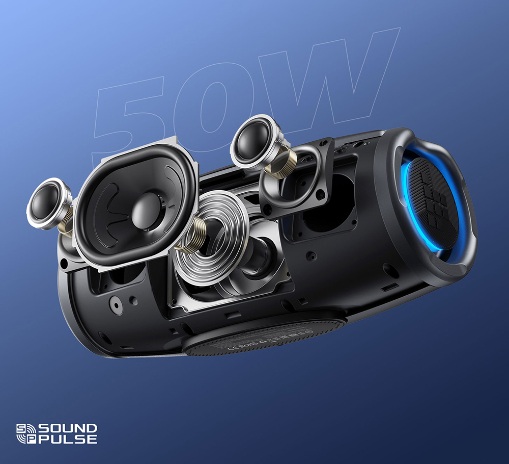 Tronsmart Mirtune S100 Portable Outdoor Speaker, Bluetooth 5.3, Customizable EQ, 50W Output, 20 Hours of Playtime, IPX7 Waterproof, Retractable Handle - Blue