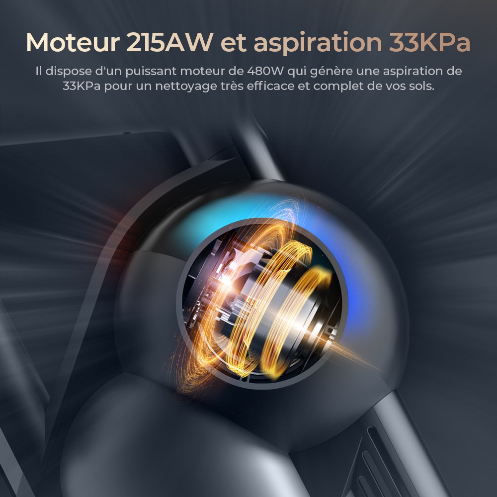 JIGOO V700 Aspirateur sans fil avec station d'aspiration de 2,5 L, vidage automatique de la poussière, puissance d'aspiration de 33 KPa, brosse anti-enchevêtrement, double éclairage LED, jusqu'à 55 minutes d'autonomie, idéal pour sols durs, tapis, an