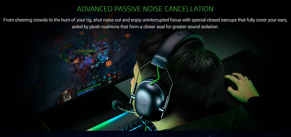 Razer BlackShark V2 X Gaming Headset, 7.1 Surround Sound, 50mm Drivers, Memory Foam Cushion, 3.5mm Audio Jack - Black