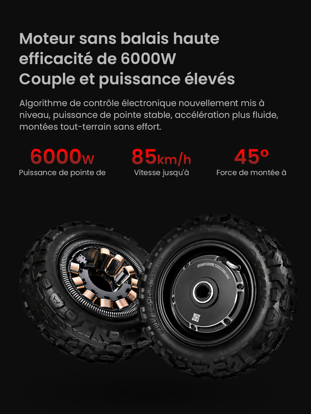 Trottinette électrique BOYUEDA S3-11, moteur 2*3000W, batterie 60V 38AH, pneu 11 pouces, vitesse maximale 85km/h, autonomie 120km, freins à disque hydrauliques doubles, amortisseur hydraulique, écran LCD