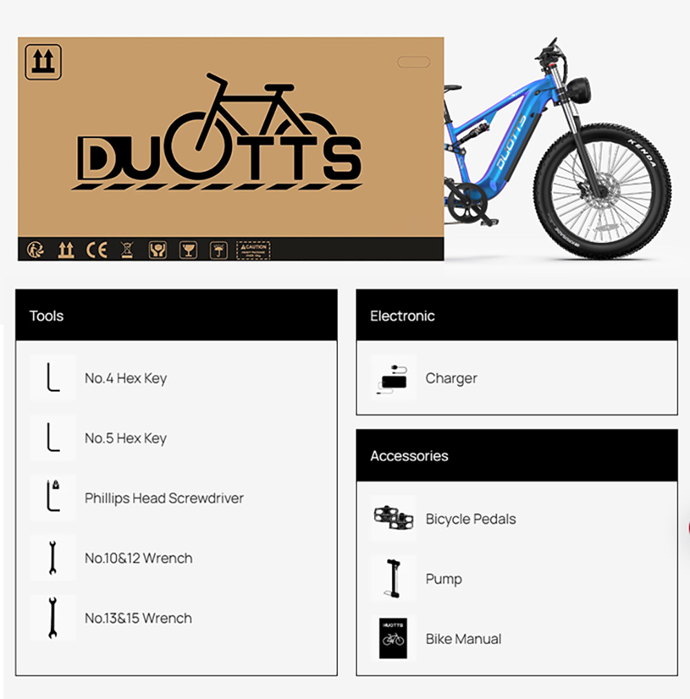 DUOTTS E26 Electric Bike, Bafang 750W Motor Torgue Sensor SAMSUNG 48V 20Ah Battery, 26*4.0 inch Tires, 55km/h Max Speed, 120km Max Range, TEKTRO Hydraulic Disc Brakes, Front and Rear Suspension, Shimano 8-speed - Blue Purple