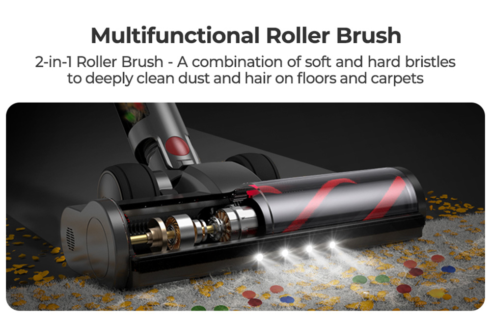 Laresar Ultra 7 Cordless Stick Vacuum, 550W/45kPa Powerful Suction, Touch Screen, Up to 60 Mins Runtime, with Touchscreen and Anti-Tangle Brush for All Types of Hard Floors