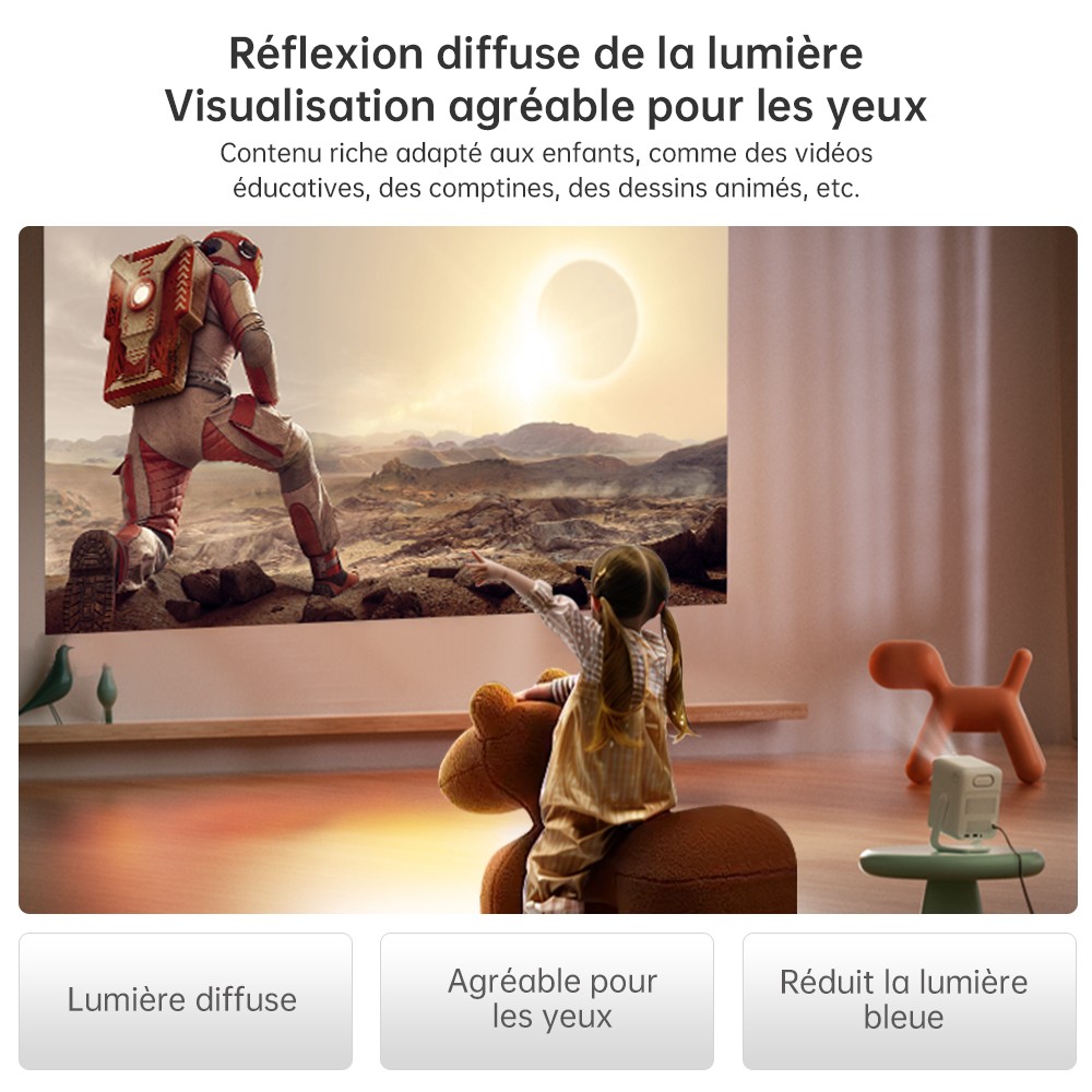 Projecteur Wanbo T2 Ultra, Android TV 11, 500 ANSI, 1080P natif, support rotatif à 120°, mise au point automatique et correction trapézoïdale, WiFi double bande, haut-parleur 2*5W