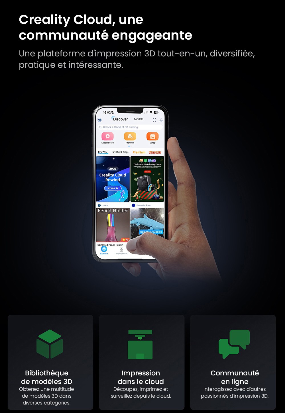 Imprimante 3D Creality K1C, vitesse maximale de 600 mm/s, caméra AI, buse à changement rapide, extrudeuse entièrement en métal, imprime en fibre de carbone, filtre à air et mode silencieux