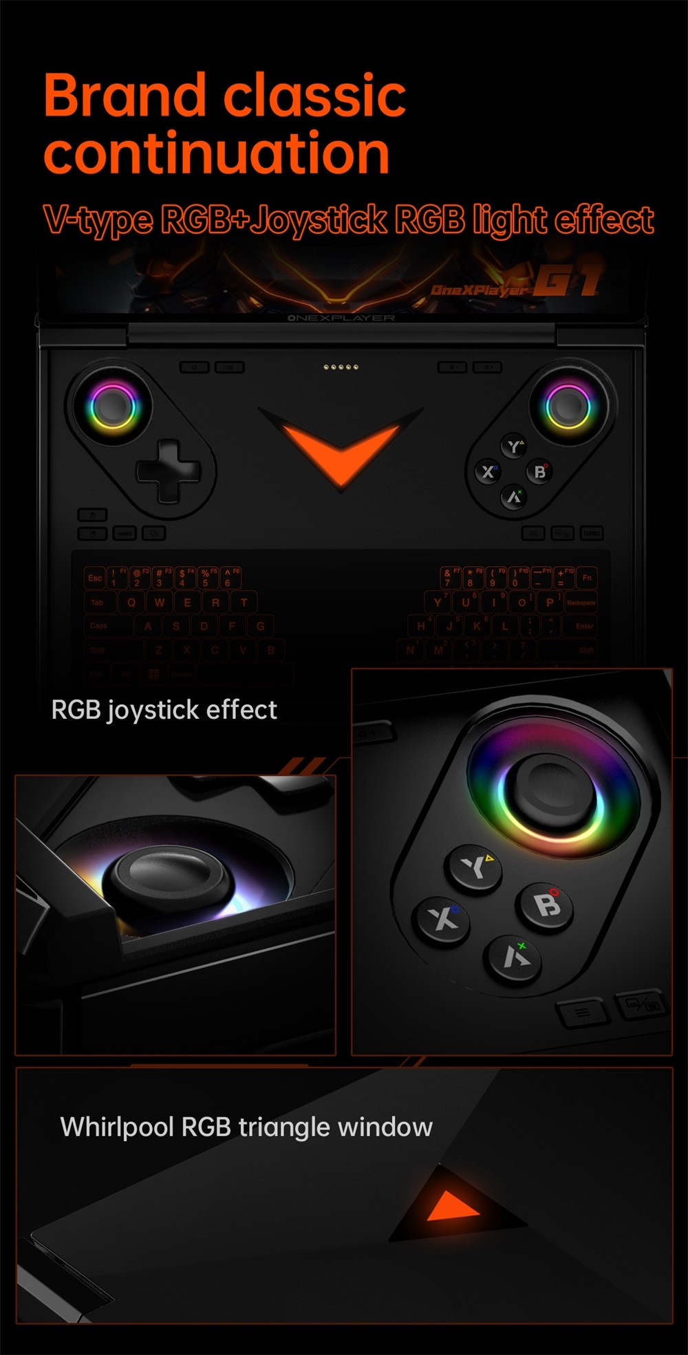 One Netbook OneXPlayer G1 Handheld Gaming PC, AMD Ryzen 7 8840U 8 Cores Max 5.1GHz, 8.8'' 2560*1600 144Hz Screen, 32GB LPDDR5X 7500MHz RAM 1TB SSD, WiFi 6E, 2*USB-C, 1*USB3.2, 1*TF Card, 1* Oculink, 1*3.5mm Audio, Fingerprint Unlock - EU Plug